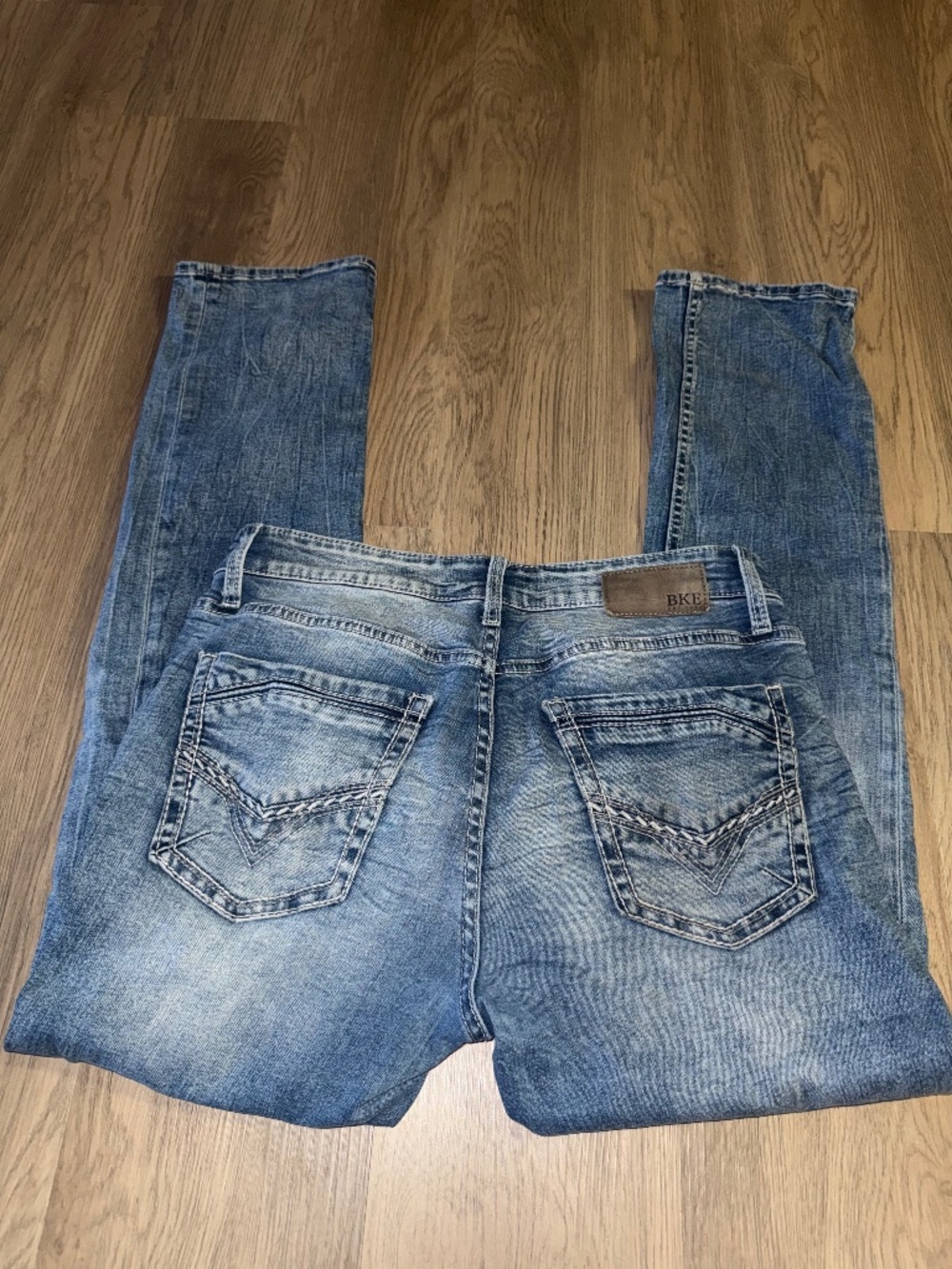 BKE Vintage Wash Slim Straight Jeans – Clean Fade Denim,Y2K Streetwear Essential